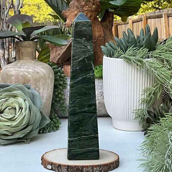 Nephrite Jade Green Crystal Point XL Tower Obelisk Polished Gemstone Point (G) - Picture 6 of 15